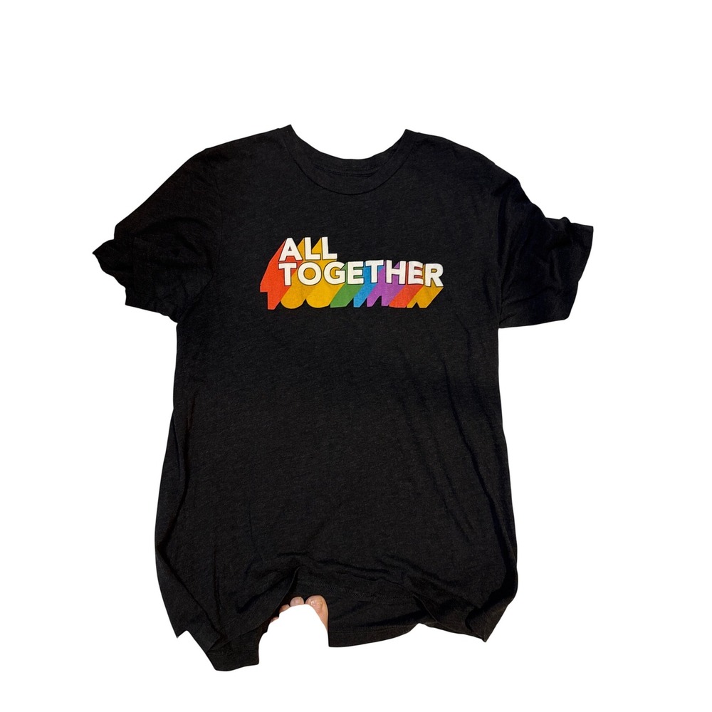 Indeed Pride T Shirt Rainbow Logo Short Sleeve Black‎ Tee LGBTQ Support
